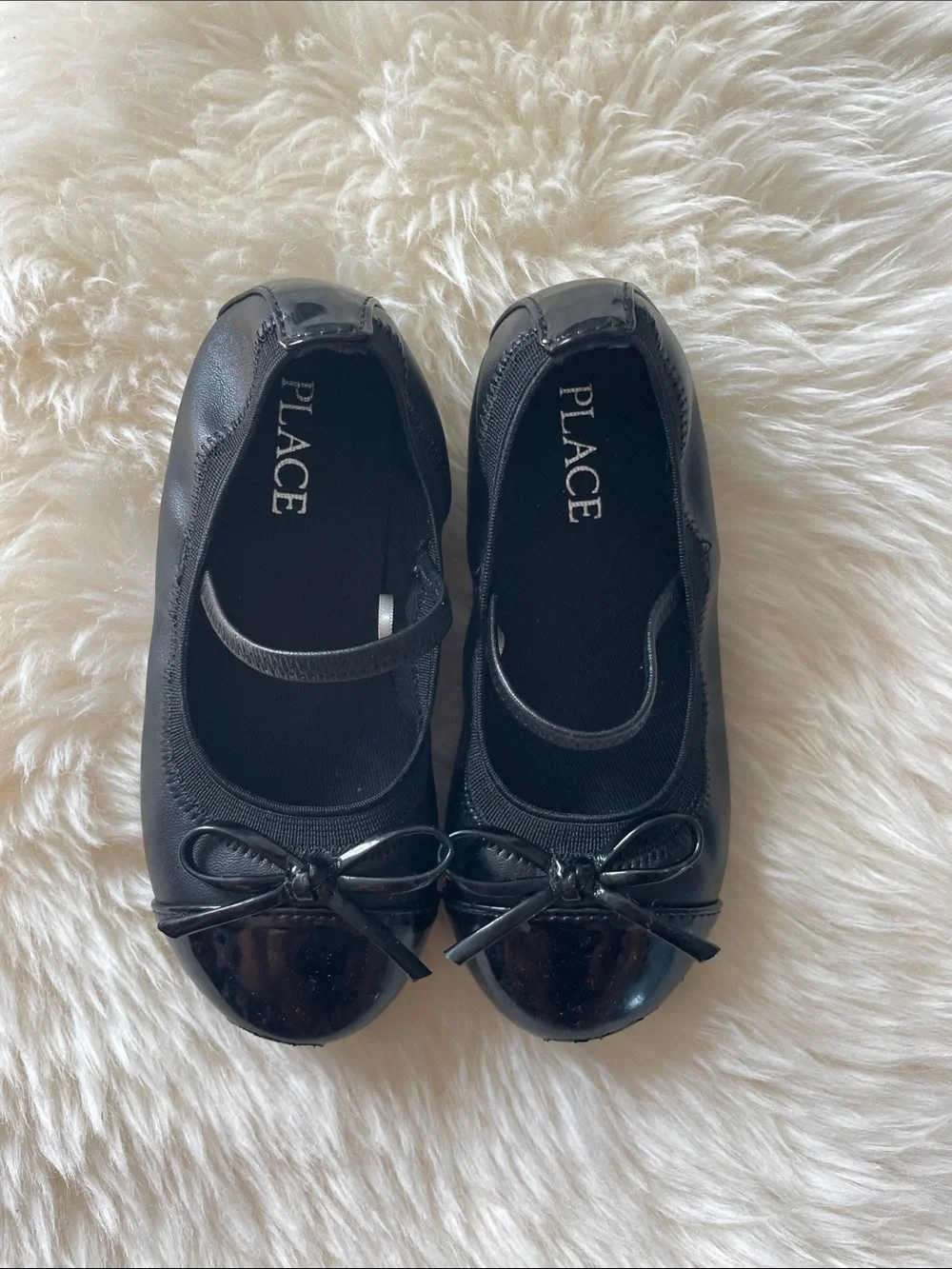 The Children's Place Black Mary Jane Flats with Bow Detail